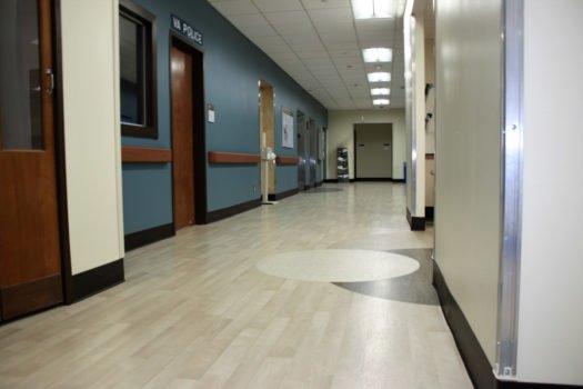 United States Department of Veterans Affairs NIHCS Fort Wayne Campus hallway flooring installation project by INSTALL